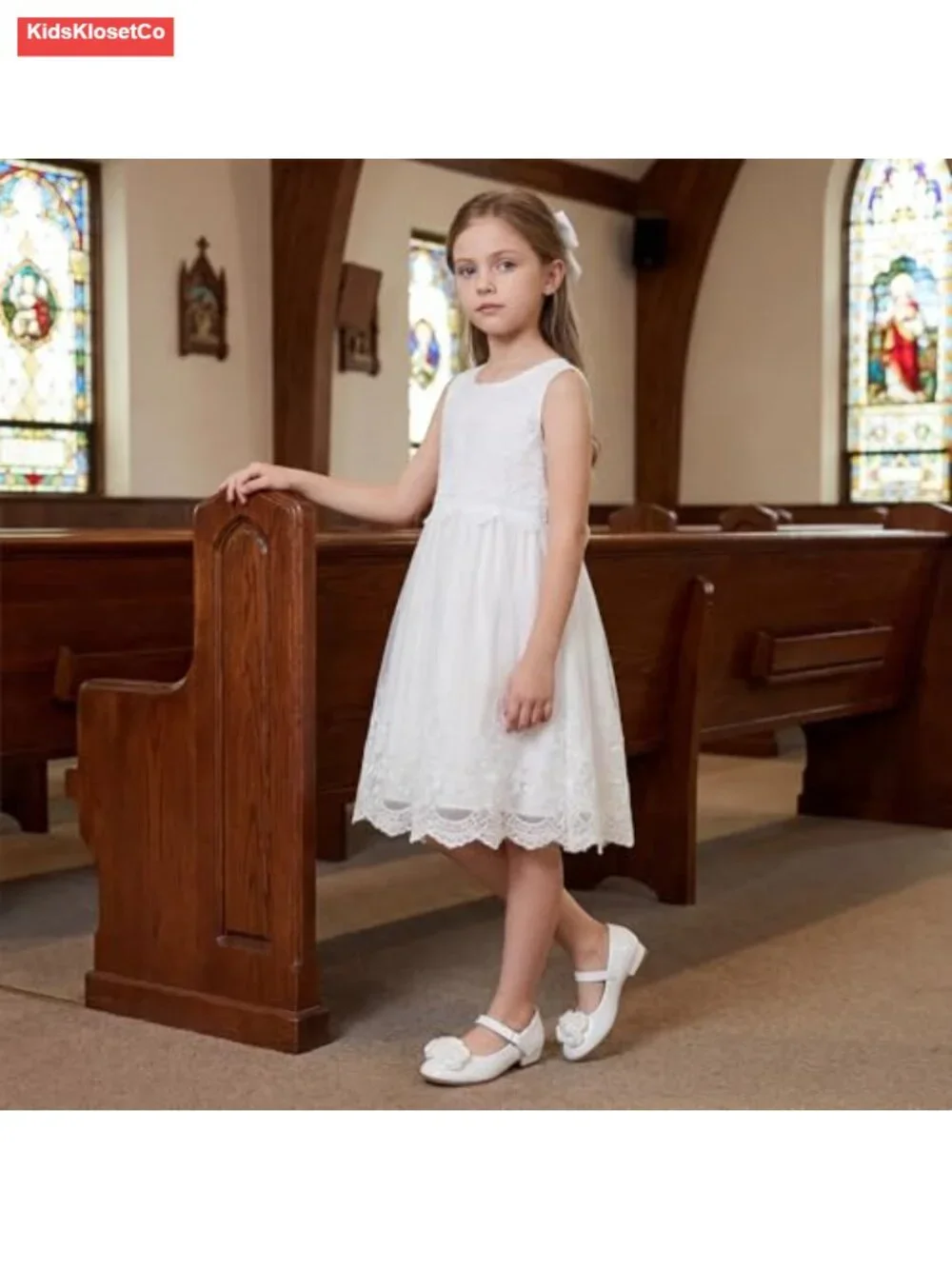 Girls' Mary Jane Dress Shoes with Sparkle Strap, Cushioned Memory Foam, Hook &